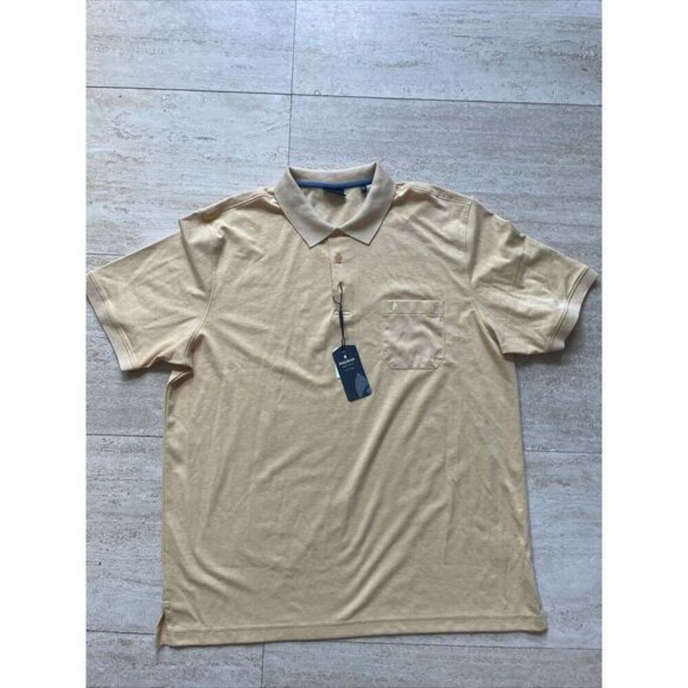 Ragman Mens Soft knit short sleeve polo shirt Size XL Yellow NWT‎